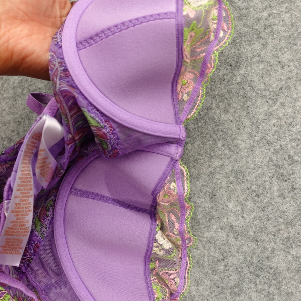 Savage X Fenty Womens Bodysuit M Purple Mesh Lace Underwire Y2K Rave Sexy Sheer - Picture 6 of 14